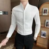 New Chinese Style Men's Long Sleeve Shirt Zhongshan Collar Handsome Design Spring Fashionable Casual Shirt Male Apparel