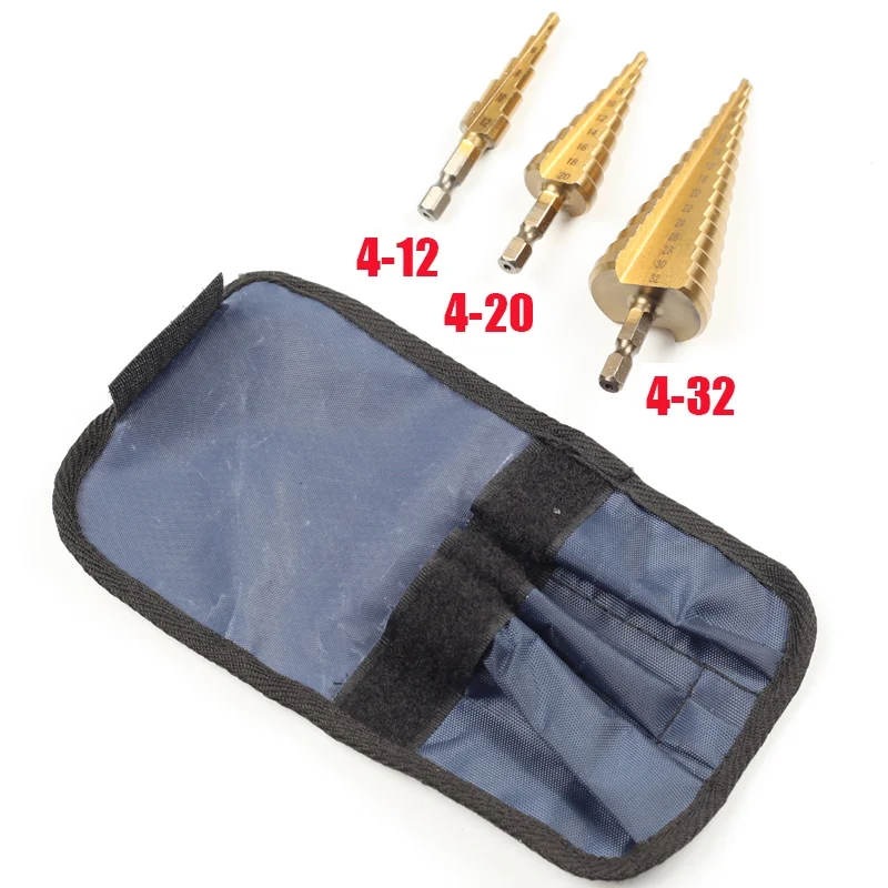 1/3pcs HSS Titanium Drill Bit  4-12 4-20 4-32 Drilling Power Tools Metal High Speed Steel Wood Hole Cutter Cone Drill Bit Set 4 32 mm 4 20 mm hss titanium coated step drill bit high speed steel metal wood hole cutter cone drilling tool