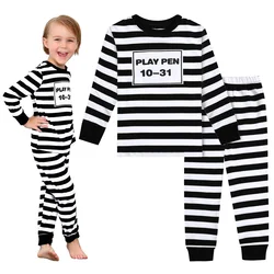 Colorful Rainbow Stripe Kids Pajamas - Boys Toddler Sleepwear Set for Halloween Carnival & Parties (10)