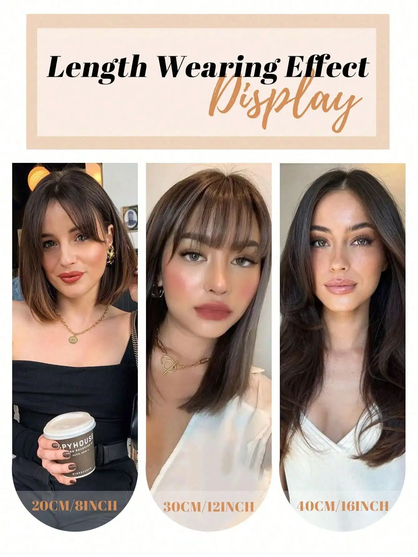 Synthetic Brown Black U Shaped Half Head Wig for Women