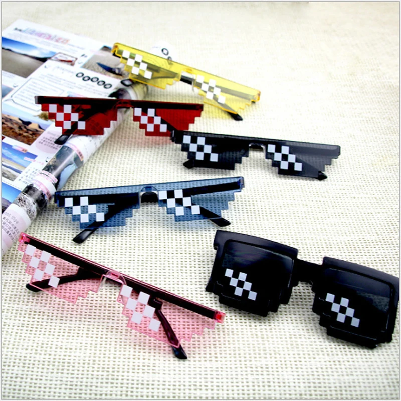 

1PC NEW Mosaic Sunglasses Trick Toy Thug Life Glasses Deal With It Glasses Pixel Black Mosaic Sunglasses Cool Jokes Funny Toys