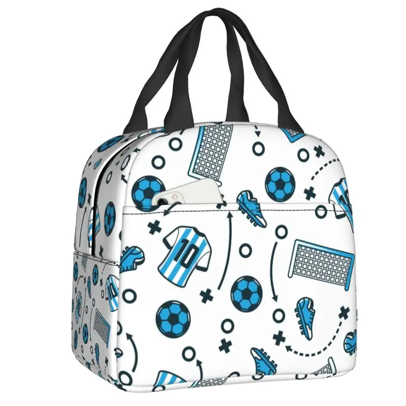 

Football Soccer Insulated Lunch Tote Bag for Women Resuable Cooler Thermal Bento Box Work School Travel