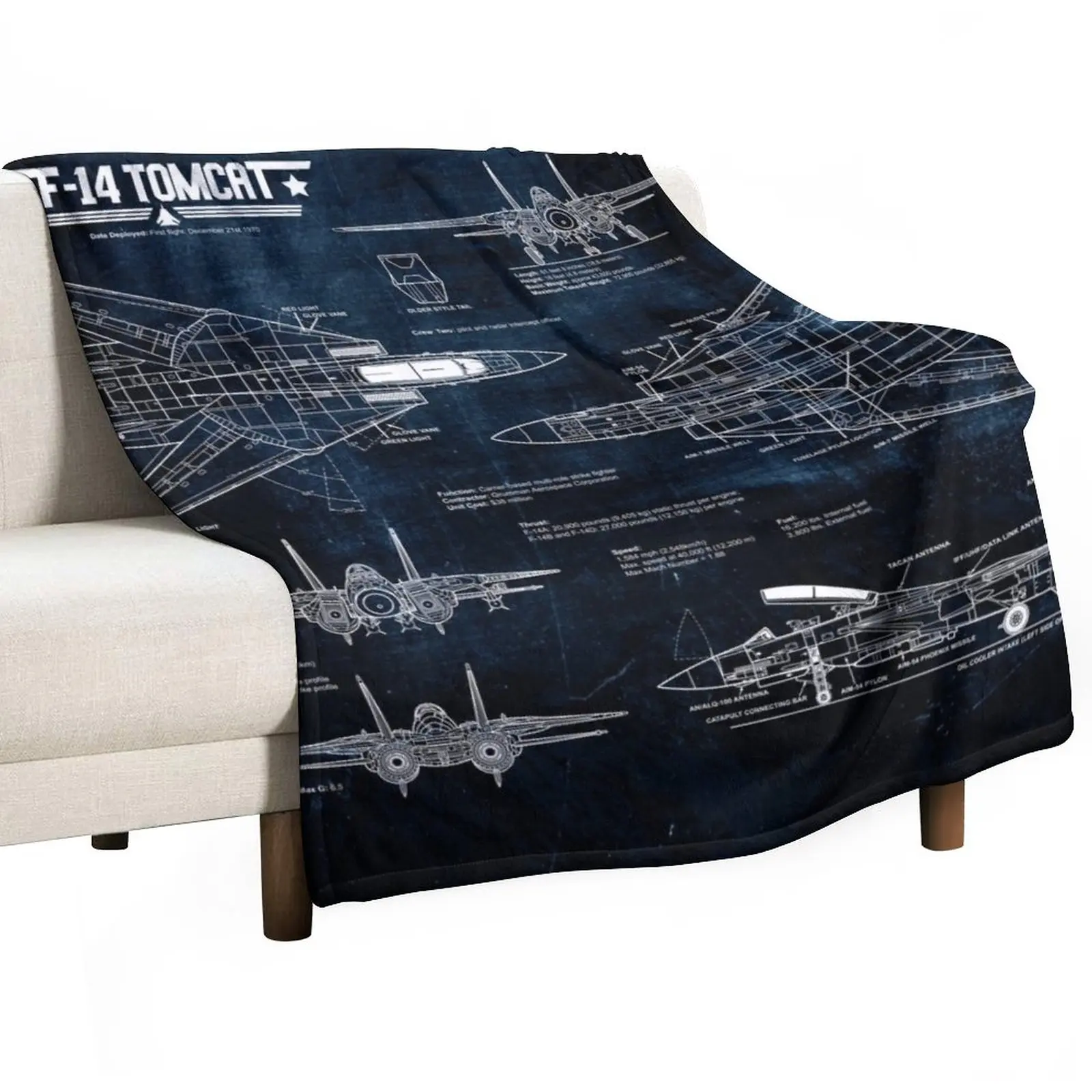 

Tomcat F-14 Blueprint Tapestry USAF Navy Throw Blanket Blanket For Baby Luxury Thicken Blanket