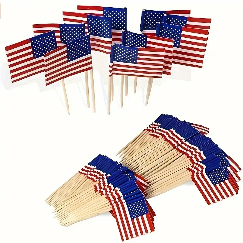 Description Picture 5 of item100pcs American Toothpick Flag, Cake Decoration Flag,Food Paper Flag Tag,Independence Day Party Decor Theme Party Supplies