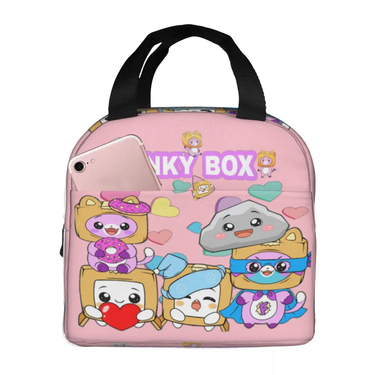 Cute Lankybox Lanky Boxy E Foxy Lunch Bags Portable Insulated Canvas Cooler Thermal Cold Food School Lunch Box