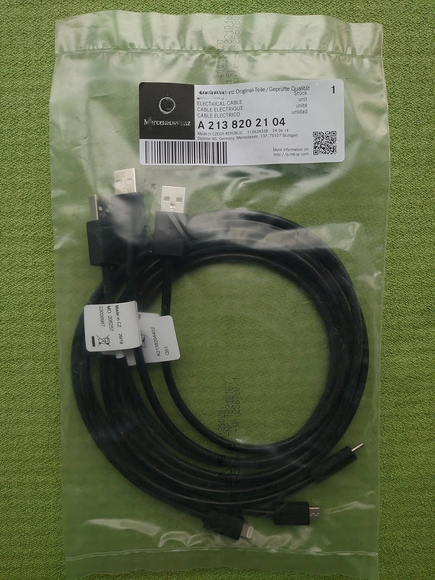 Original Lighting Cable Carplay Mobile Phone Charging Cable Type-c Micro USB Connecting Data Wire for Mercedes-Benz A2138204502