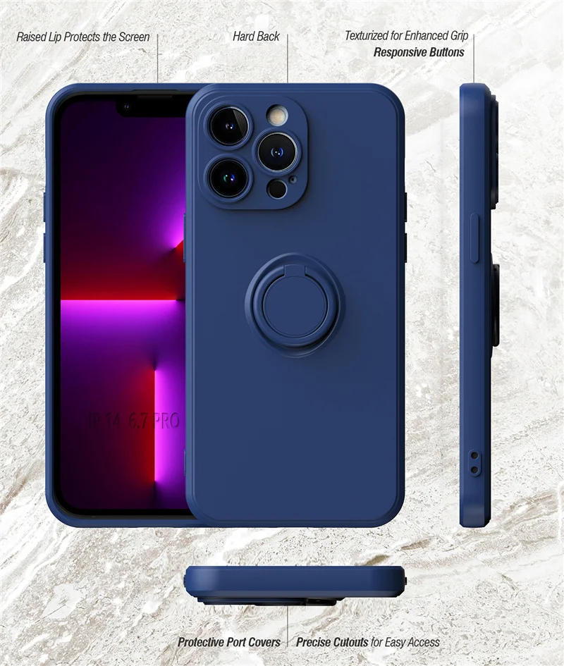 Coque téléphone magnétique en silicone avec anneau de support_voghion.com