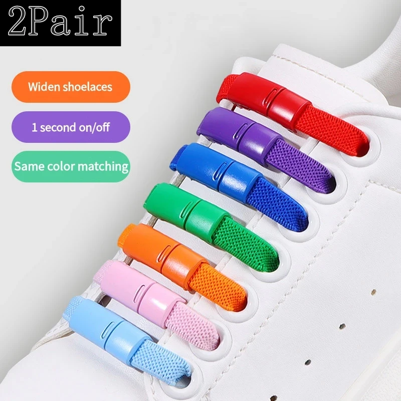 1Pair/2Pair Magnetic Buckle Shoelaces Without Ties 0.8MM Wide Running Elastic Laces Sneakers No Tie Shoelace Shoe Accessories
