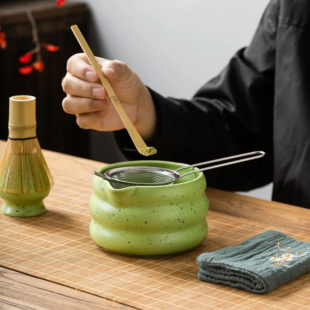 Ceramic Matcha Bowl Smooth Large Capacity Tea Salad Soup Bowl High Temperature Resistant Sand Dot Green Tea Maker Cup