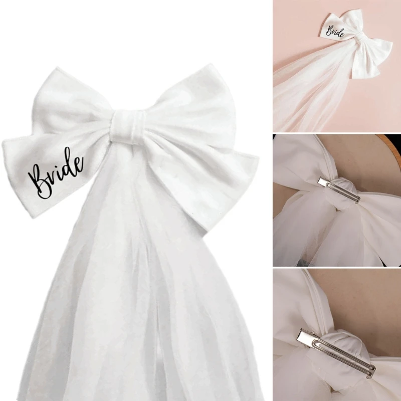 Wedding Bride Tulle with Bowknot Veil Elegances Bride Proms Party Tiaras Women Long Veil for Taking Photo Bowknot Veil DropShip