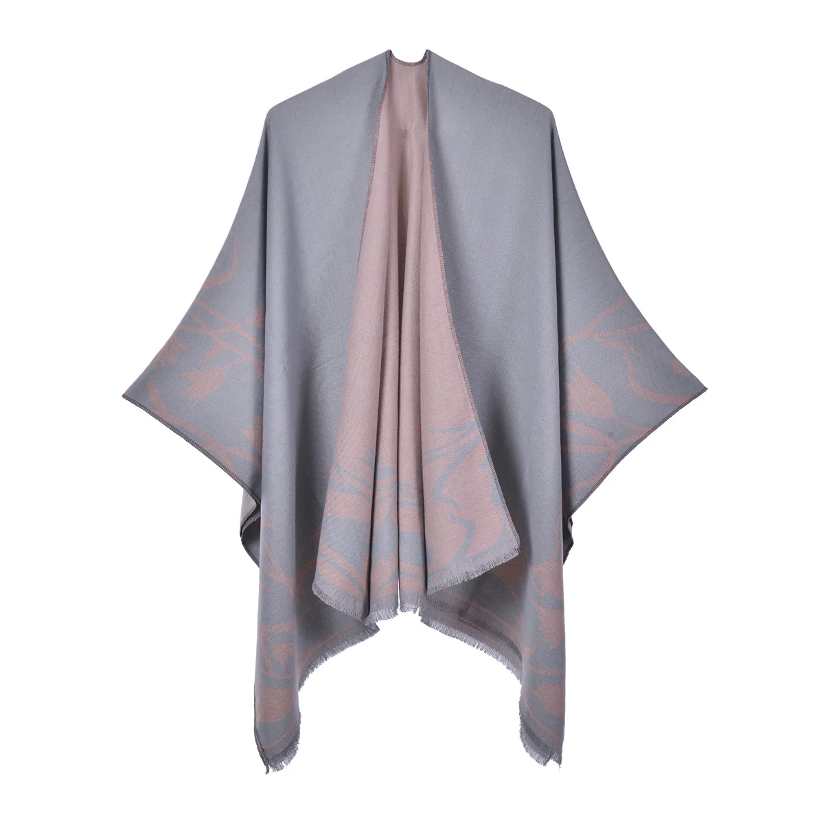 

Пончо Винтажное с двусторонним разрезом, шаль Всесезонная, женская накидка из искусственного кашемира с кисточками, кардиган, женская верхняя одежда, пальто