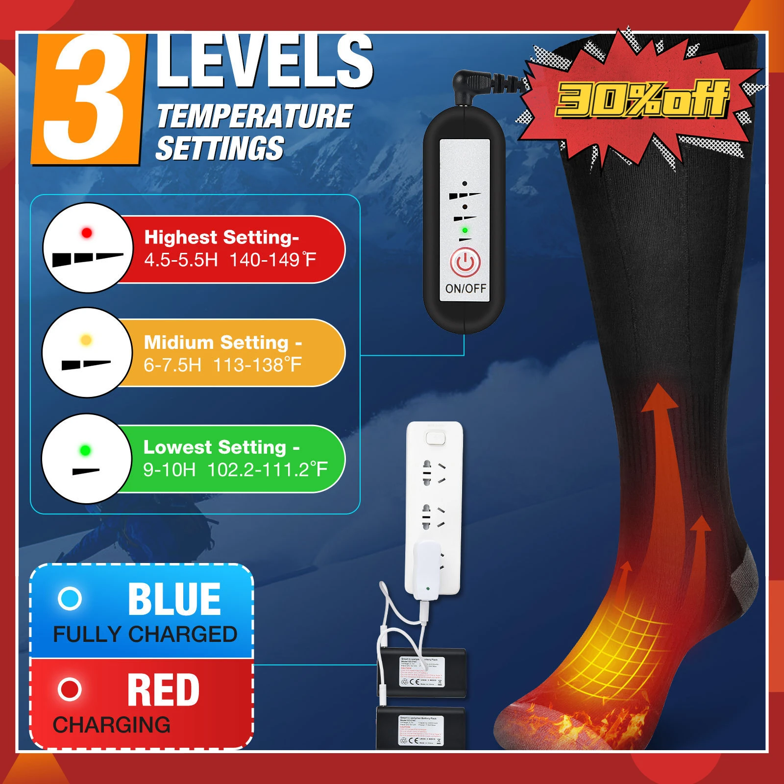

Electric heating pad feet warmer heating socks USB Charging Power Thermal blanket heating socks for Home Bedroom Sleeping Foot