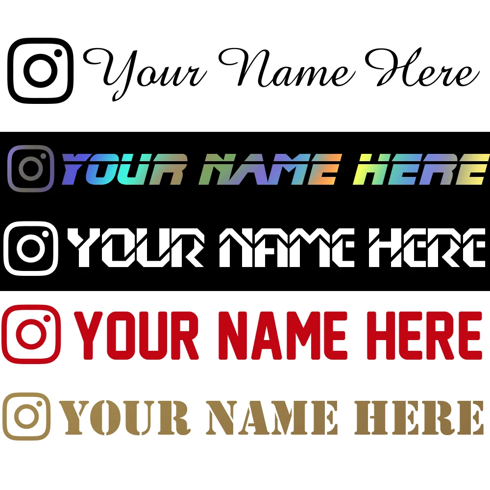 

Personalized Text Car Sticker My Name Instagram Facebook logo YouTube Channel Twitch Motorbike Window Scooter Vinyl Decal