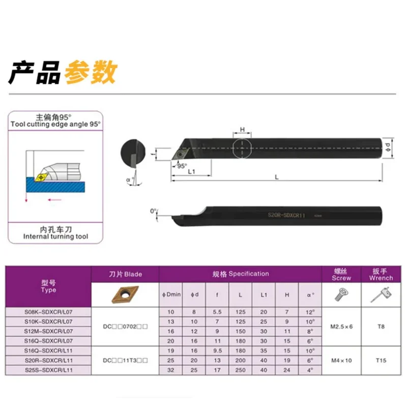 SDXCR SDXCL Internal Turning Tool S08K S10K S12M S16Q S20R S25S SDXCR07 SDXCL07 SDXCR11 SDXCL11 CNC Lathe Boring Bar