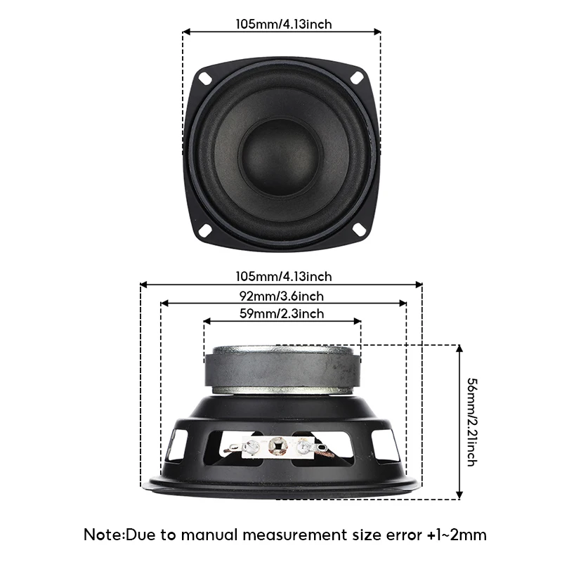 2Pcs/lot 4 Inch 105 MM Speakers 4 Ohm 20W Full Range Tweeter Midrange Woofer 60 Core Loudspeaker DIY Home Sound Theater