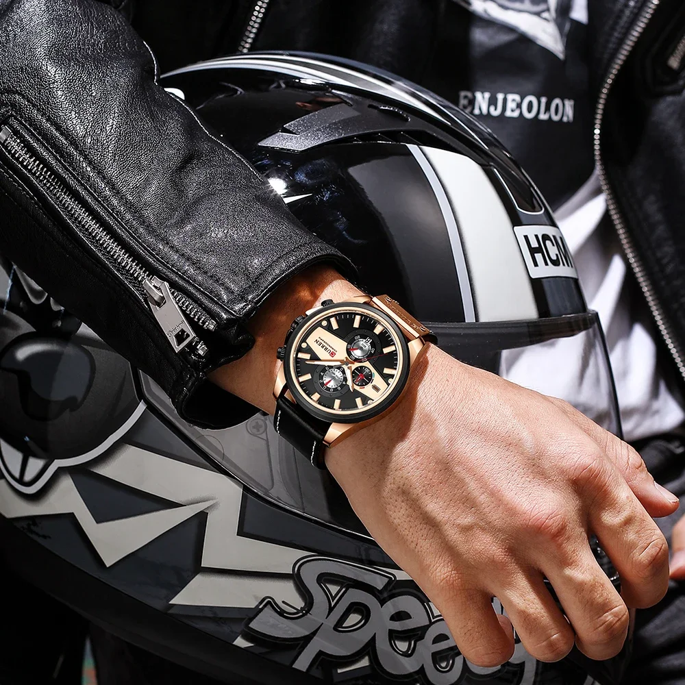 CURREN 8394 Man Watches Fashion Casual Quartz Sporty Wristwatches 2024 Blue Clock Male Chronograph Leather Watch