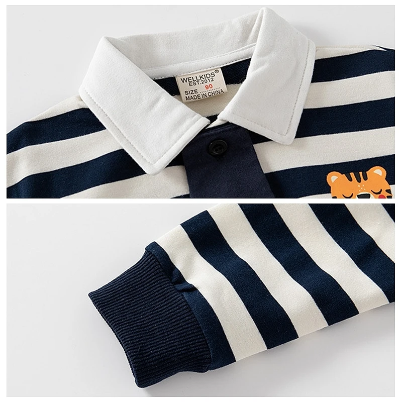 Pull enfant rayé avec col et cravate sweat-shirt manches longues_voghion.com