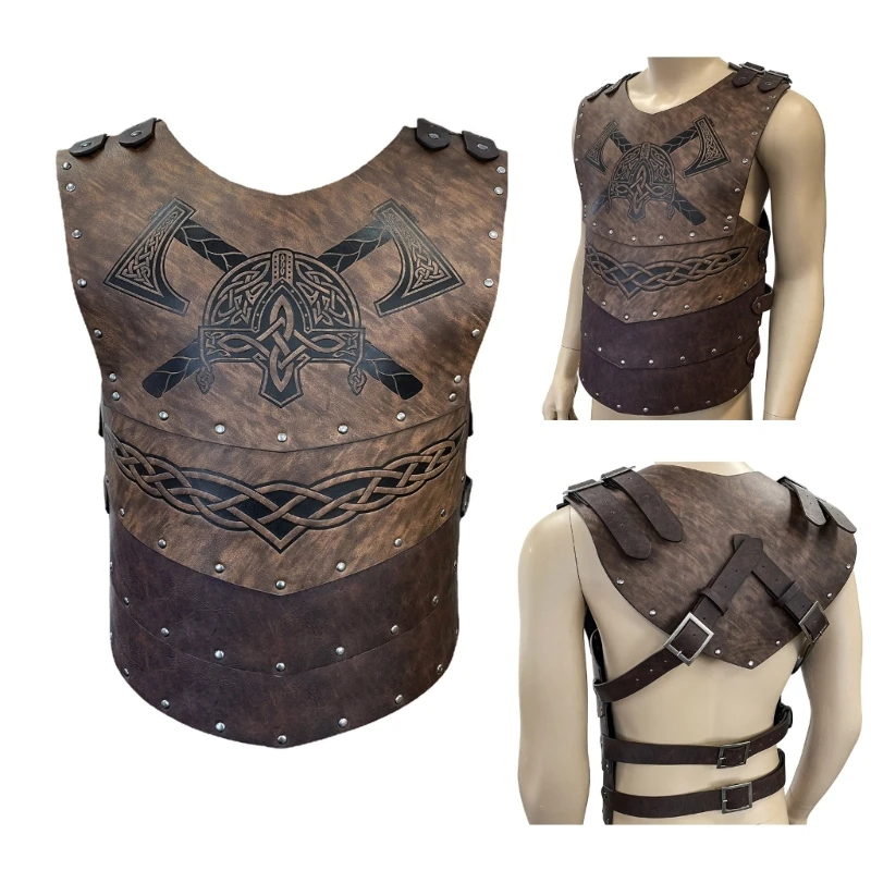 

Кожаное пальто Y1UC Knight для косплея, пальто Jerkins Viking