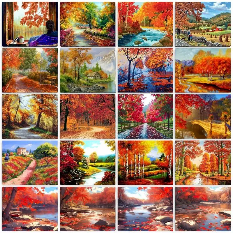 

GATYZTORY, 60x75 см, рисование по номерам, ручная работа, Осенний пейзаж, искусство, Diy, подарок, художественное оформление