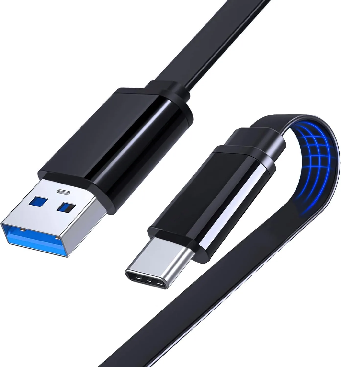 플랫 디자인 USB C 안드로이드 오토 케이블, USB-C to USB-A 5Gbps 데이터 동기화 코드, 삼성 호환 3피트 타입 C 고속 충전 케이블