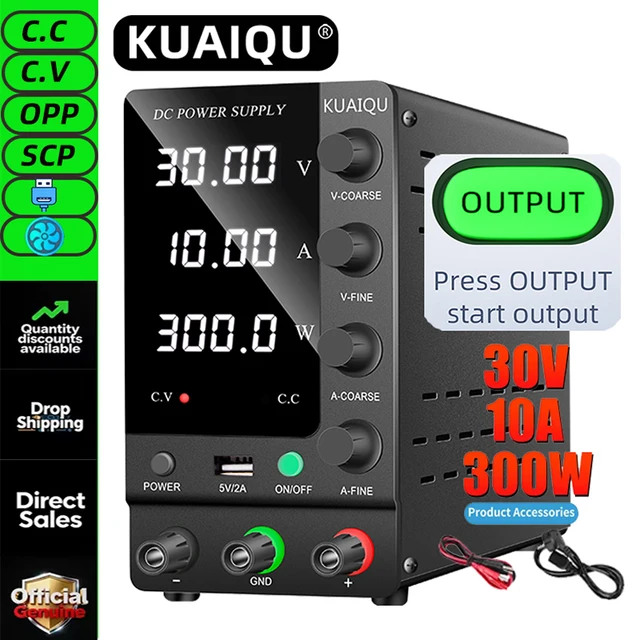 แหล่งจ่ายไฟฟ้ากระแสตรงแบบปรับแรงดันได้ KUAIQU 30V 60V 120V สำหรับห้องปฏิบัติการ พร้อมตัวควบคุมแรงดันไฟฟ้าแบบปรับได้  แหล่งจ่ายไฟแบบสวิตชิ่งสำหรับตั้งโต๊ะ  ตั้งค่ากระแสไฟฟ้าได้ 1