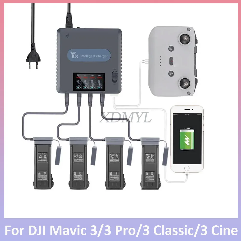 Classic Charger Hub for Mavic 3 PRO Digital Display Battery Fast 4-channel Battery Manager for DJI Mavic3 Drone Accessories Kits