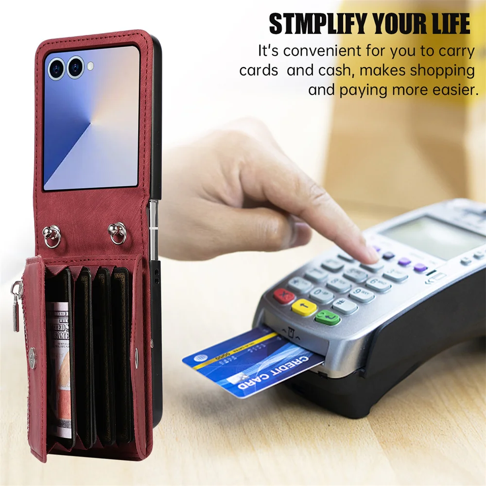 Elegant Leather Crossbody Zipper Wallet Phone Case with Card Holder