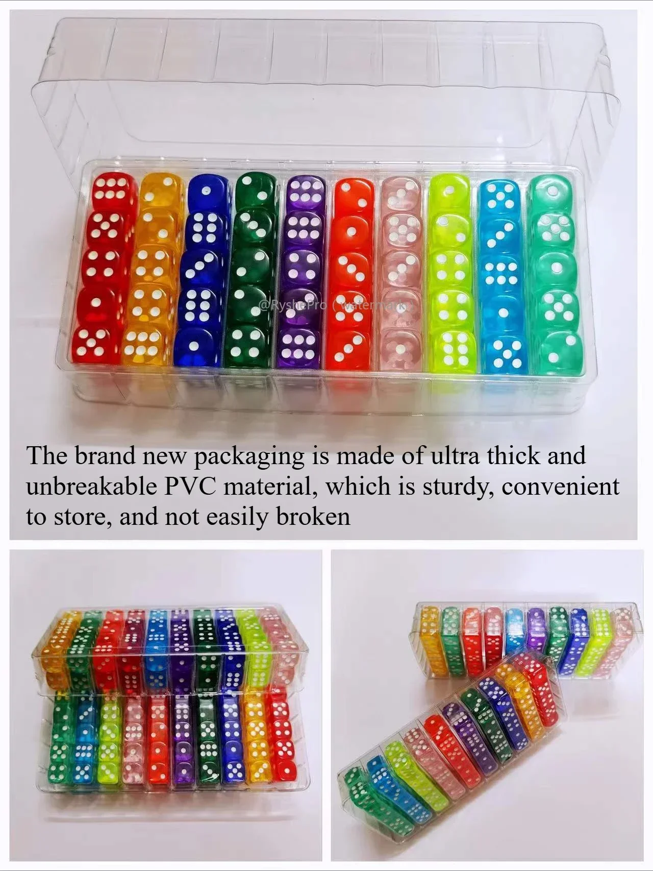 Colorful 100-Piece Acrylic Dice Set - 14mm Standard 6-Sided Dice for Games, Parties, and Classroom Activities