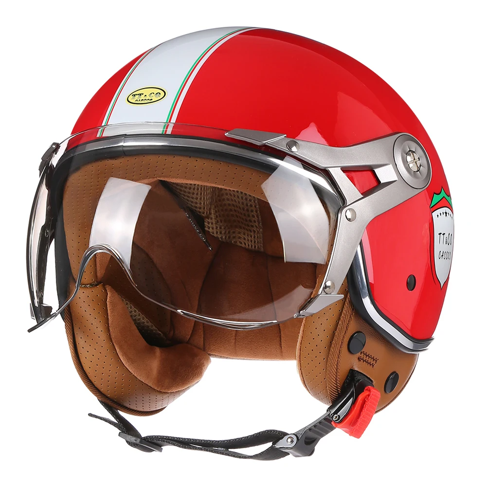 

Retro Open Face 3/4 Motorcycle Motorbike Helmets Vintage Chopper Capacete De Moto Bike Cascos Scooter With For Men Women DOT