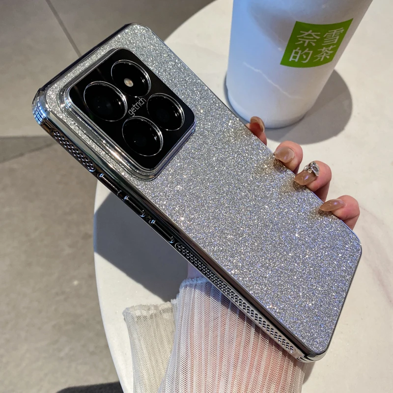 Fashion Electroplated Shiny Glitter Shockproof Phone Case with Metal Camera Lens Protection