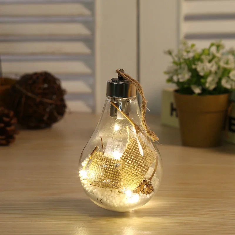 Bola LED navideña transparente, adorno colgante para árbol de Navidad, decoración, bombilla colgante, regalos para fiestas navideñas