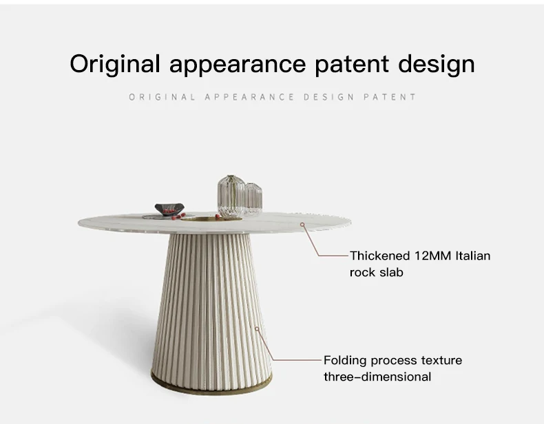 Description Picture 4 of itemContemporary Light Luxury Marble Dining Table Sets With Turntable For Small Apartment Simple Household Round Table For 4 People