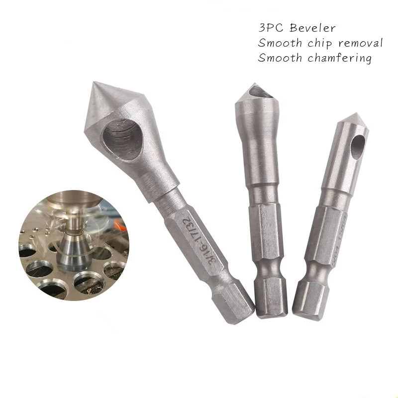 3pcs Steel Countersink Deburring Drill Taper Hole Cutter Steel Aluminum