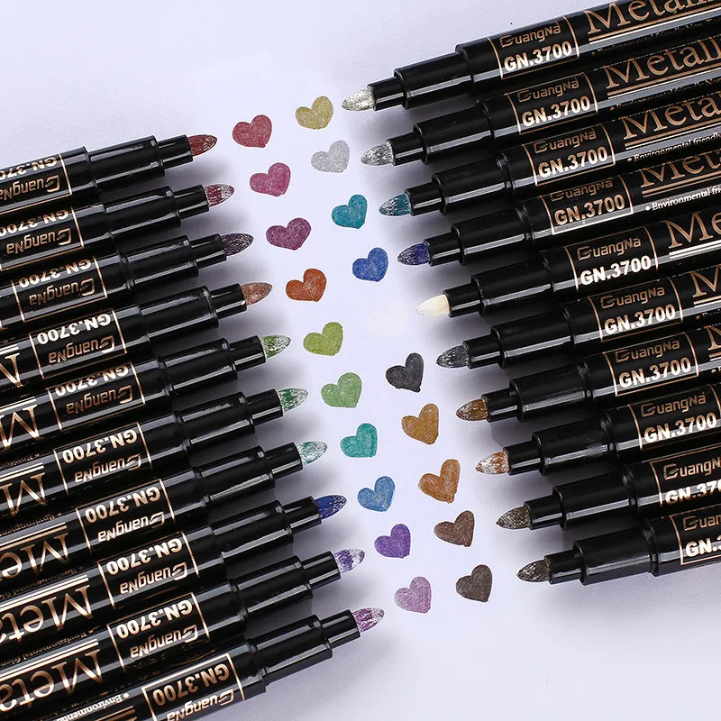 20 Colors Metallic Brush Marker Pen Set 2mm Water Based for Black Brown Card Wood Ceramic Glass Drawing pens School Supplies too cool for school кисть для подводки eye smudge brush