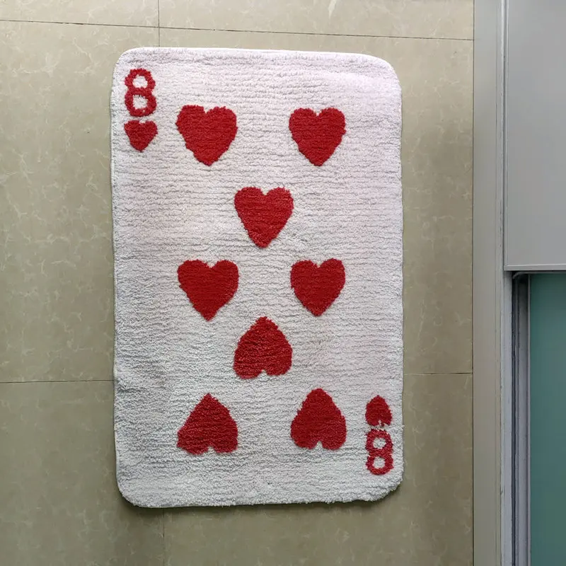 Red Love Heart 8 Carpet Soft Tufted Card Shape Rug Living Room Decor Non-slip Bathroom Floor Mat Bedroom Doormat Bedside Pad