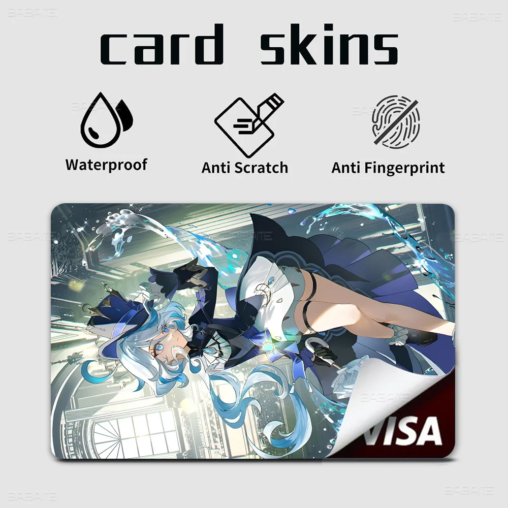 Game F-Furina G-Genshin I-Impact Game Anime Sticker Film Skin Cover Case For Small Large No Chip Debit Credit Card Front Side
