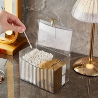 Cotton Swab Storage Box Desktop Dust-Proof Transparent Jewelry Box Makeup Removal Cotton Storage Organizer Lipstick Container 3