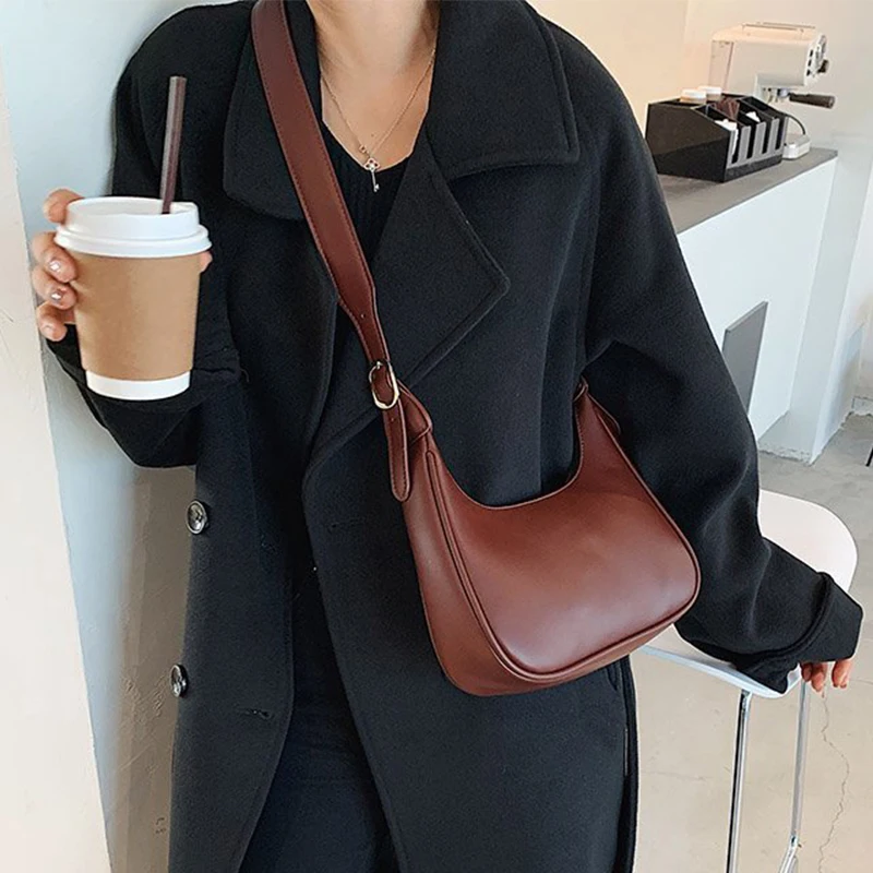 Fashion Shoulder Bags for Women 2023 Casual Crossbody Bags for Women PU Leather Solid Color Simple Handbags Women'S Bag