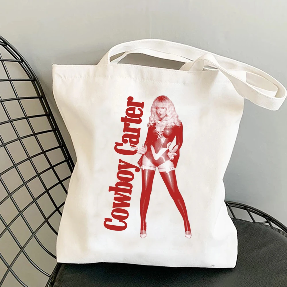 

2024 Beyonce Cowboy Carter Album Fashion Women's Shopping Bag Summer Large Capacity Casual Canvas Letter Bag