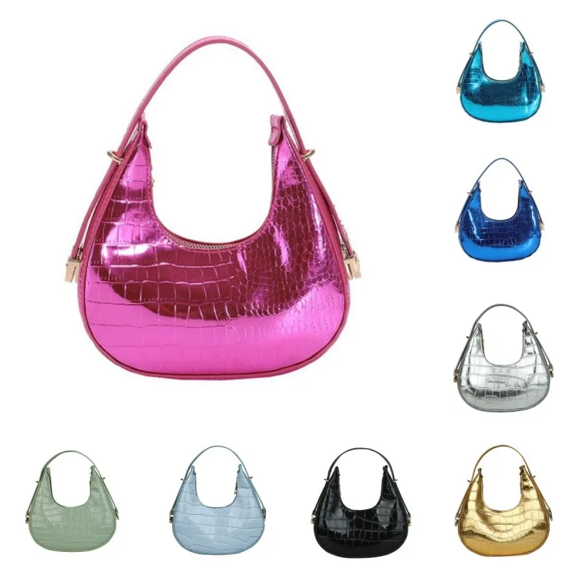  Spring Small Fresh Hobo Bag New Fashion Stone Pattern Women Handbag Luxury One Shoulder Underarm Bag With Zipper Half Moon Bag