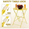 Outdoor 3 Piece Patio Bistro Set, Folding Bistro Table and 2 Folding Chairs, Patio Conversation Furniture Set, Space Savi 4