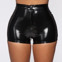 Sexy Nightclub Costumes Shorts Women PU Leather Shorts High Waist Solid Color Button Black shorts Fashion Summer - Image 4