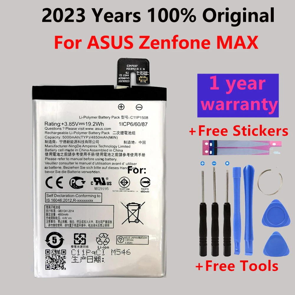 

100% Оригинальный аккумулятор C11P1508 для ASUS Zenfone MAX ZC550KL Z010DA 5000Z C550KL Z010AD Z010DD Z010D 4850 мАч + Подарочные инструменты