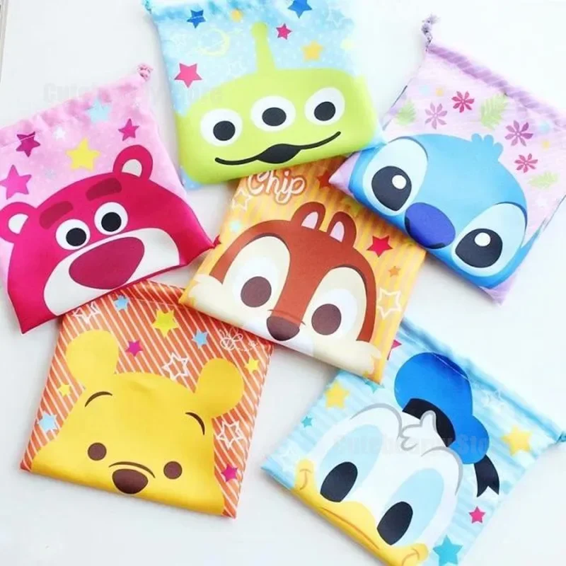 Disney Stitch Drawstring Bag Cute Cartoon Leisure Portable Student Cosmetics Sundries Storage Bag Closing Small Cloth Gifts