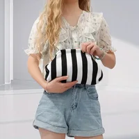 Summer Beach Clutch Bag for Women Woven Crochet Handbags Purses Knitting Dumpling Clutch Ruched Cute Cloud Casual Colorblock Bag - Image 4