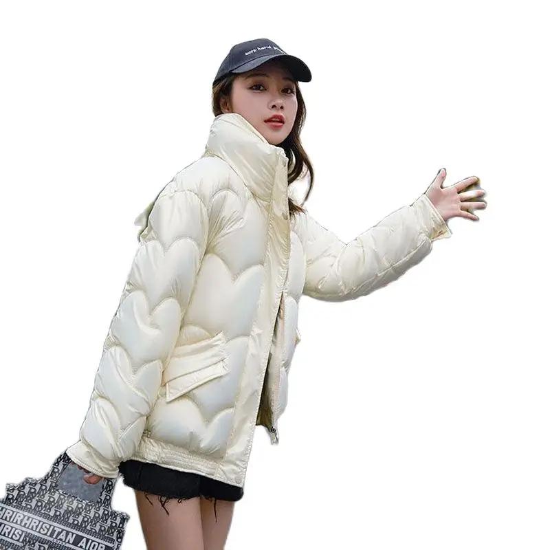 Off-season Casual Cotton-padded Clothes Women Korean Version Of Loose Glossy Disposable Fashion Ladies Winter Pocket Coat Women