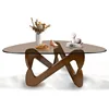 Triangle Coffee Table Glass Coffee Table for Living Room Mid Century Modern Coffee Table with  Minimalist Living Room，32.3 1