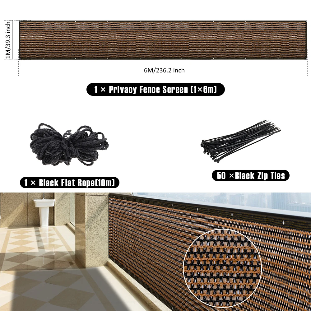 Balcony Privacy Shade Netting - Breathable Outdoor Sunshade for Garden, Yard, Porch, and Patio