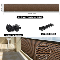 Balcony Privacy Shade Netting - Breathable Outdoor Sunshade for Garden, Yard, Porch, and Patio (Brown - 1x6m - 1Pc)
