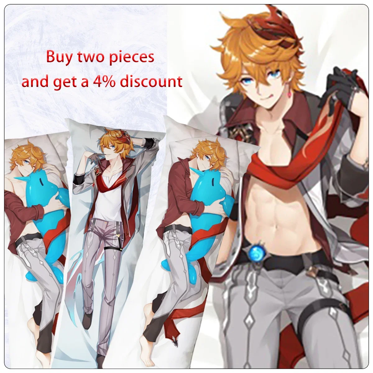 

Dakimakura Anime Genshin Impact Hugging Body Pillow Cover Bed Decor Birthday Gift Double-Side Print 2WAY Tartaglia Pillowcase